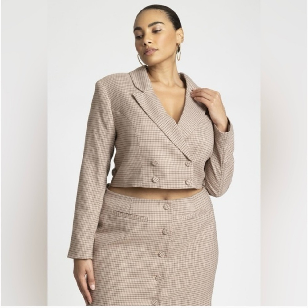 Eloquii Tan Wrap Buttoned Mini Dress